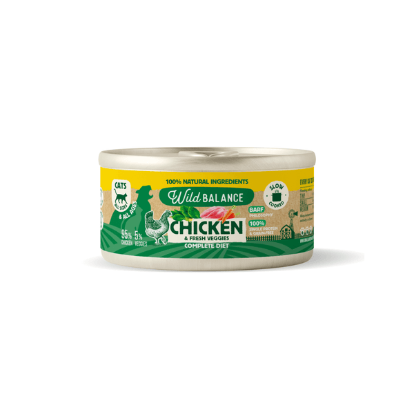 latas de filosofía BARF de pollo para gatos