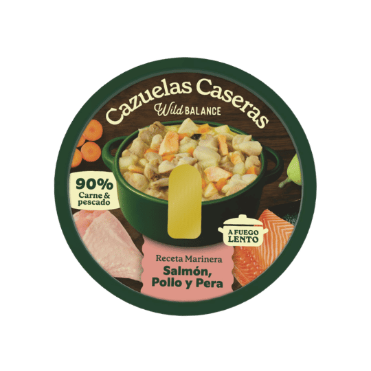 Cazuela casera de Salmón, Pollo y Pera para perros 280g
