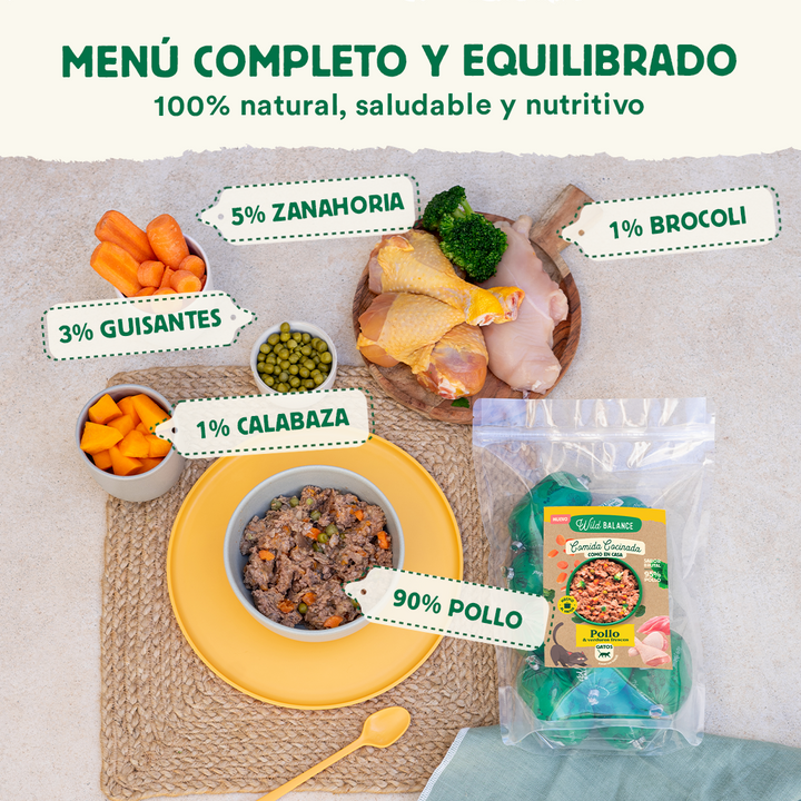 Comida Cocinada de Pollo con verduras para gatos-Wild Balance