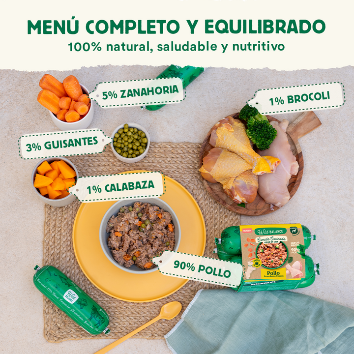 Comida Cocinada de Pollo con verduras para perros-Wild Balance