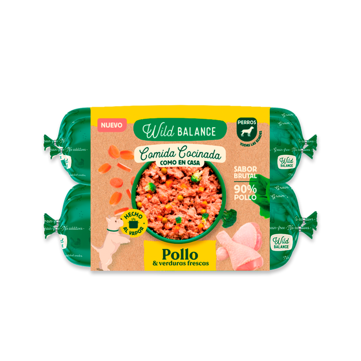 Comida Cocinada de Pollo con verduras para perros-Wild Balance