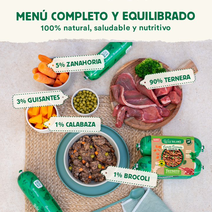 Comida Cocinada de Ternera con verduras para perros-Wild Balance