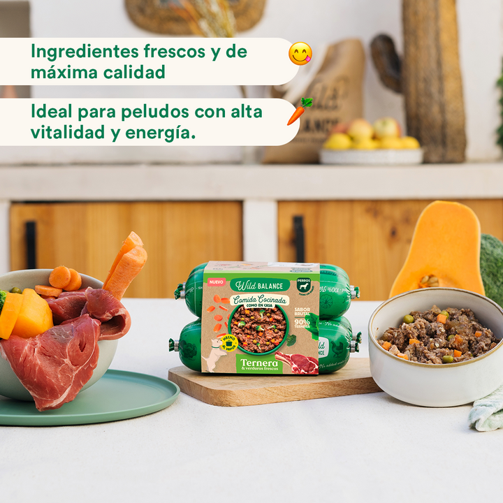 Comida Cocinada de Ternera con verduras para perros-Wild Balance