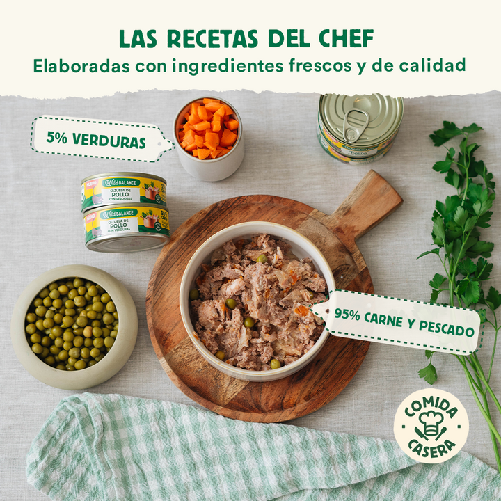 Lata Cazuela de Pollo con verduras para Gatos 80gr-Wild Balance