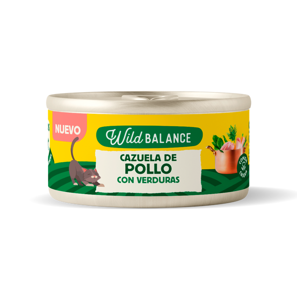Lata Cazuela de Pollo con verduras para Gatos 80gr-Wild Balance