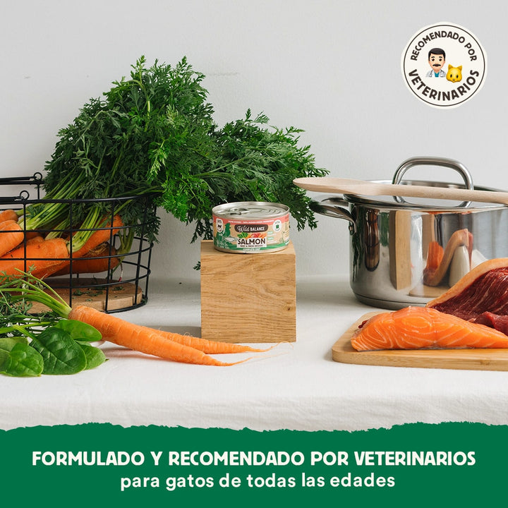 Lata de Salmón y Ternera para gatos 120g - Filosofía BARF-Wild Balance