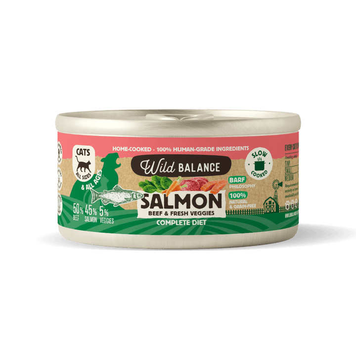 Lata de Salmón y Ternera para gatos 120g - Filosofía BARF-Wild Balance