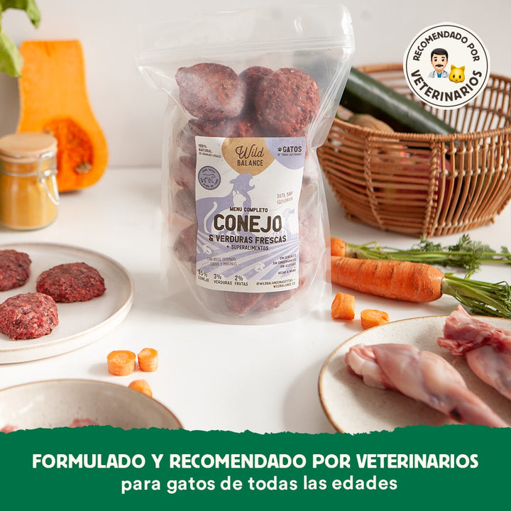 Menú BARF de Conejo con verduras frescas para gatos-Wild Balance