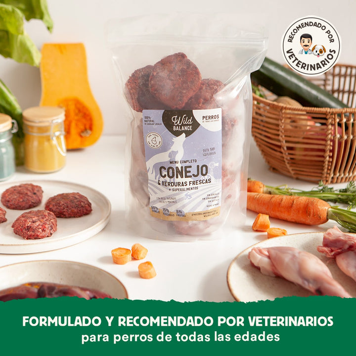 Menú BARF de Conejo con verduras frescas para perros-Wild Balance