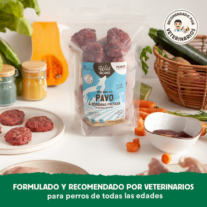 Menú BARF de Pavo con verduras frescas para perros-Wild Balance