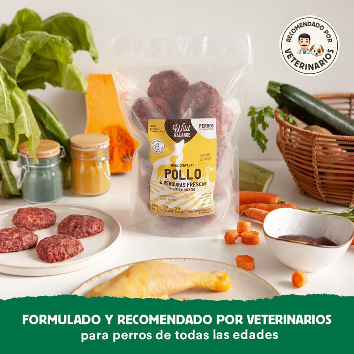 Menú BARF de Pollo con verduras frescas para perros-Wild Balance