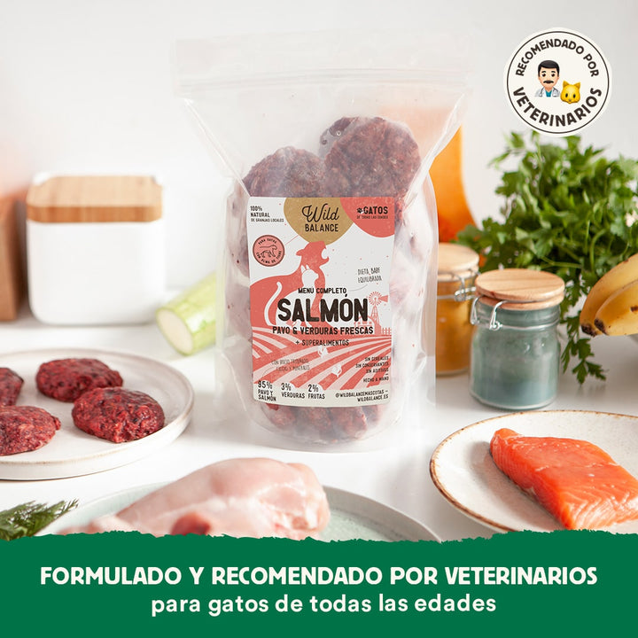 Menú BARF de Salmón con verduras frescas para gatos-Wild Balance