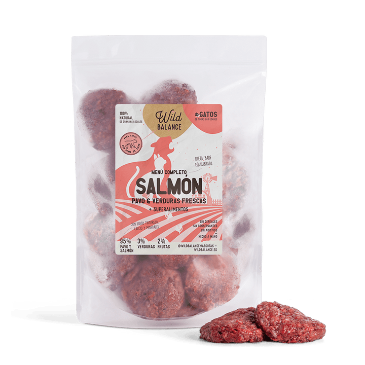 Menú BARF de Salmón con verduras frescas para gatos-Wild Balance