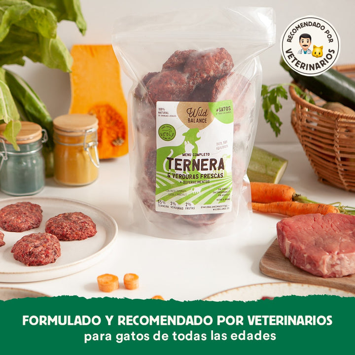 Menú BARF de Ternera con verduras frescas para gatos-Wild Balance