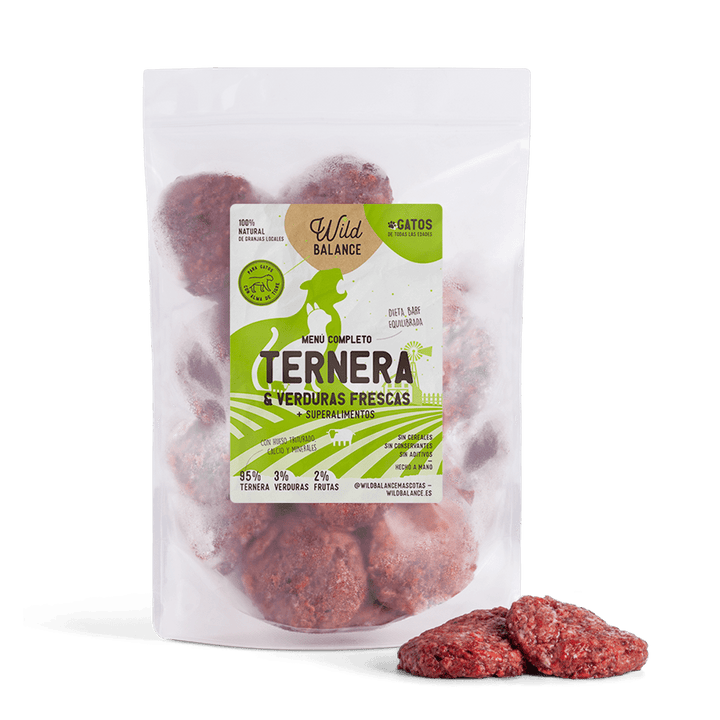 Menú BARF de Ternera con verduras frescas para gatos-Wild Balance