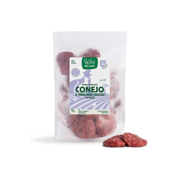 Menú BARF de Conejo con verduras frescas para gatos