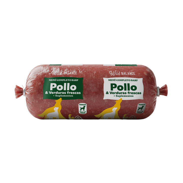 menú BARF GRANDE de pollo con verduras para perros