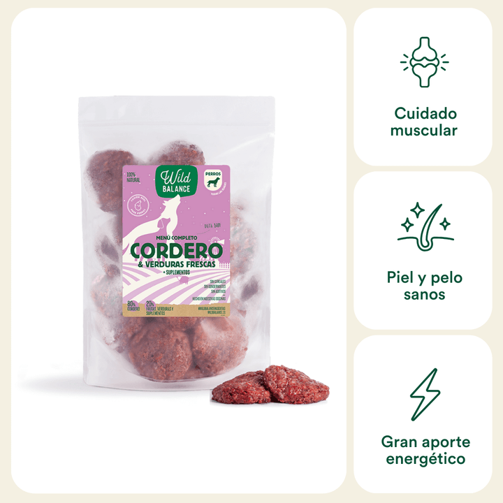 Menú BARF de Cordero con verduras frescas para perros