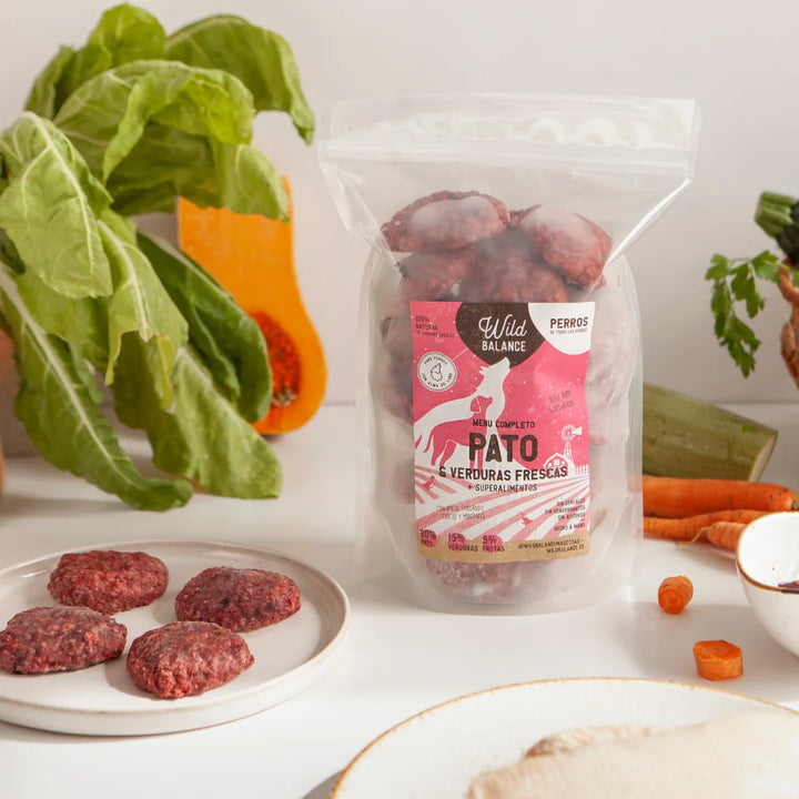 menu barf de pato para perros