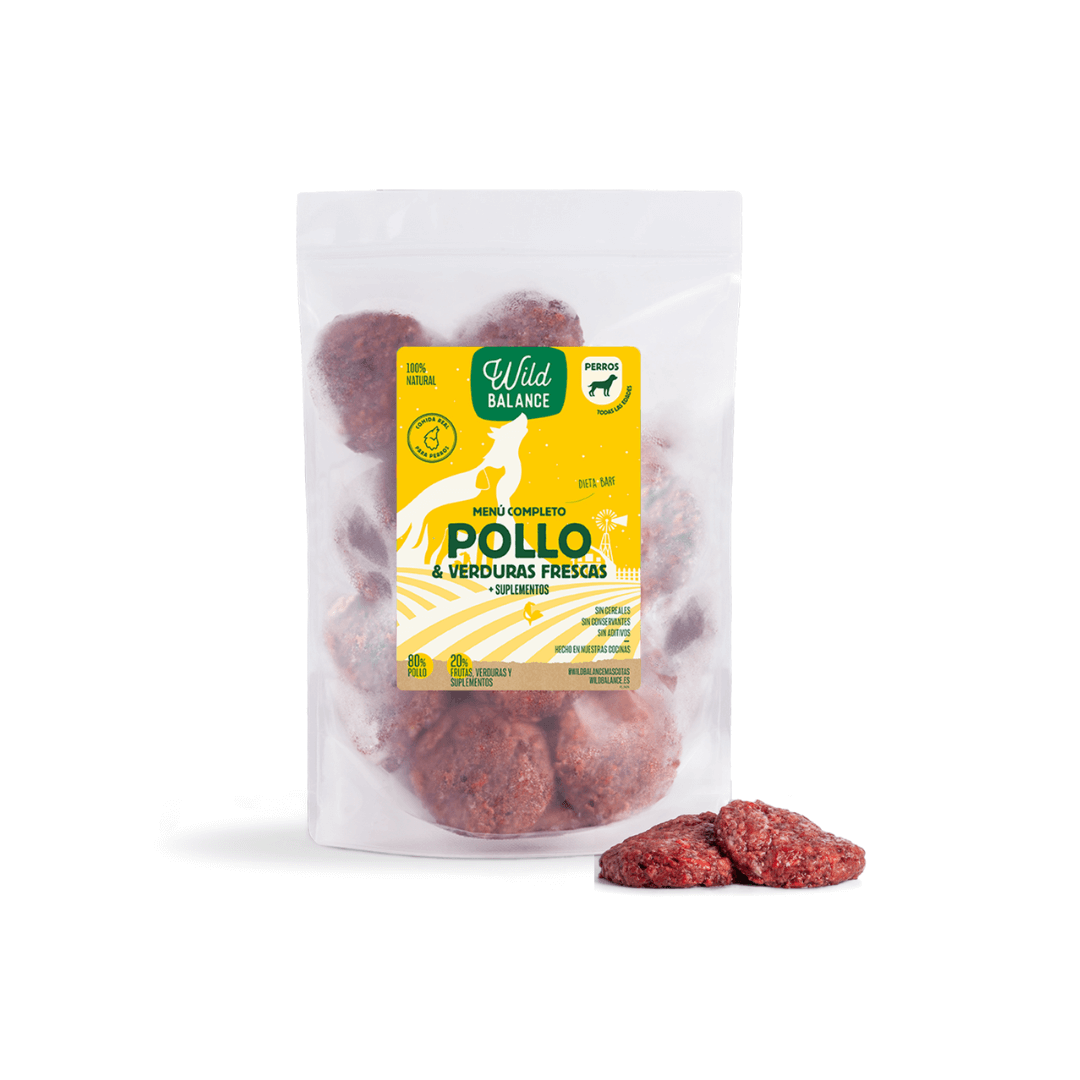 Menú BARF de Pollo con verduras frescas para perros