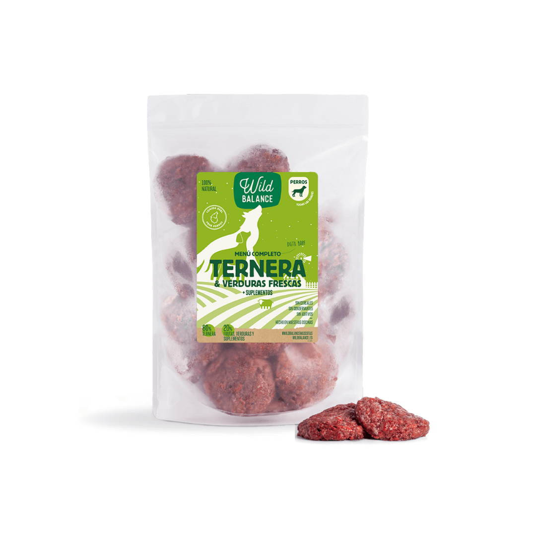 Menú BARF de Ternera con verduras frescas para perros