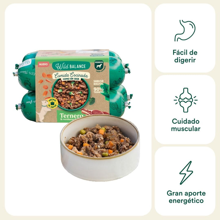 Comida cocinada de ternera para perros 