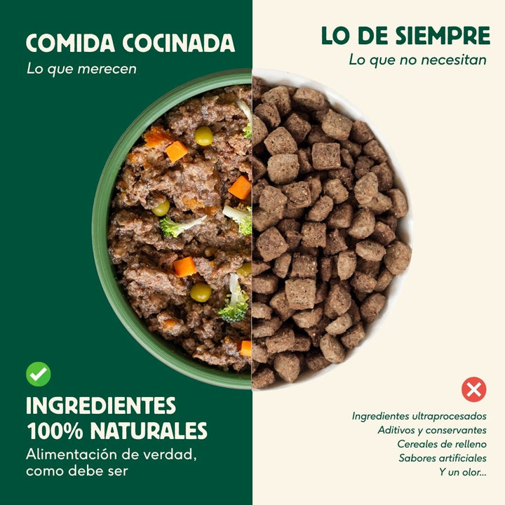 Comida cocinada de ternera para perros 