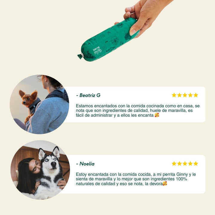 Comida cocinada de ternera para perros 