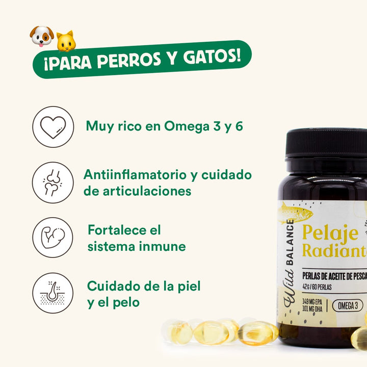 PELAJE RADIANTE Cápsulas Omega 3 de aceite de pescado-Wild Balance