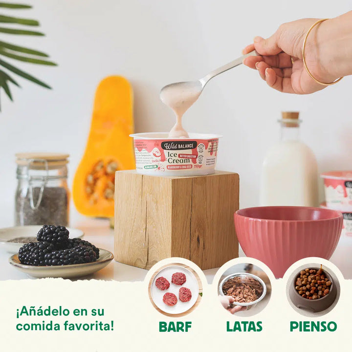 YOGUR HELADO con prebióticos naturales sabor Mora con semillas de chía 110g-Wild Balance