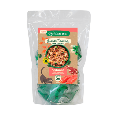 Comida Cocinada de Salmón y Ternera con verduras para gatos
