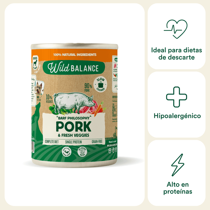 lata filosofía barf de cerdo para perros