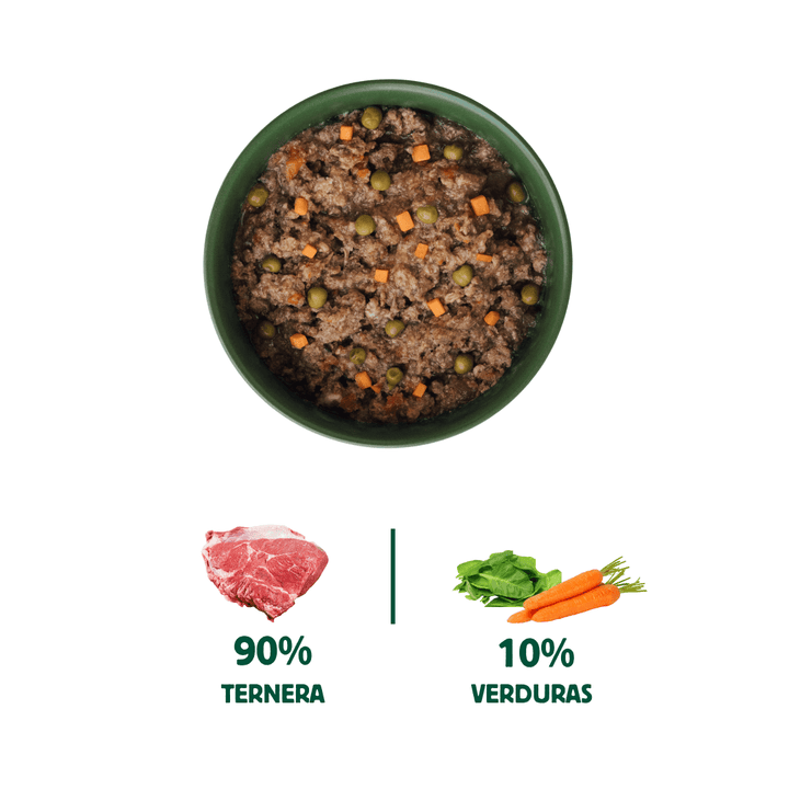 lata filosofía BARF de ternera para perros