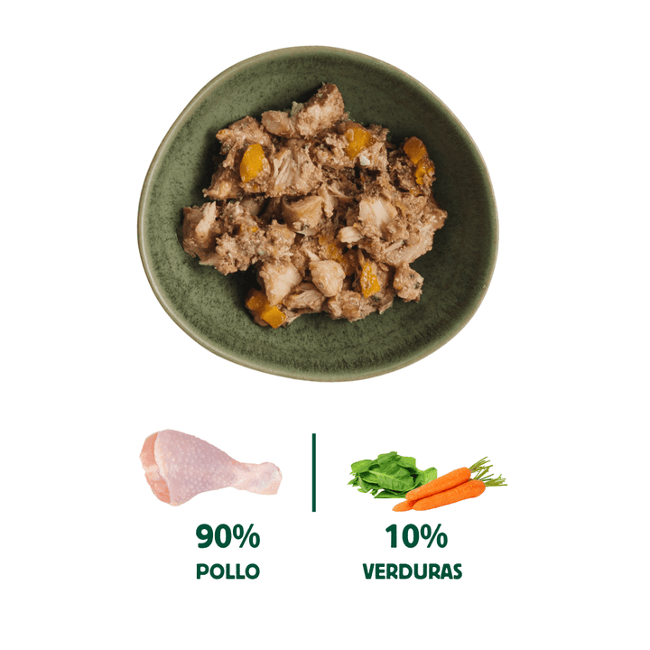 lata filosofía barf de pollo con verduras para perros