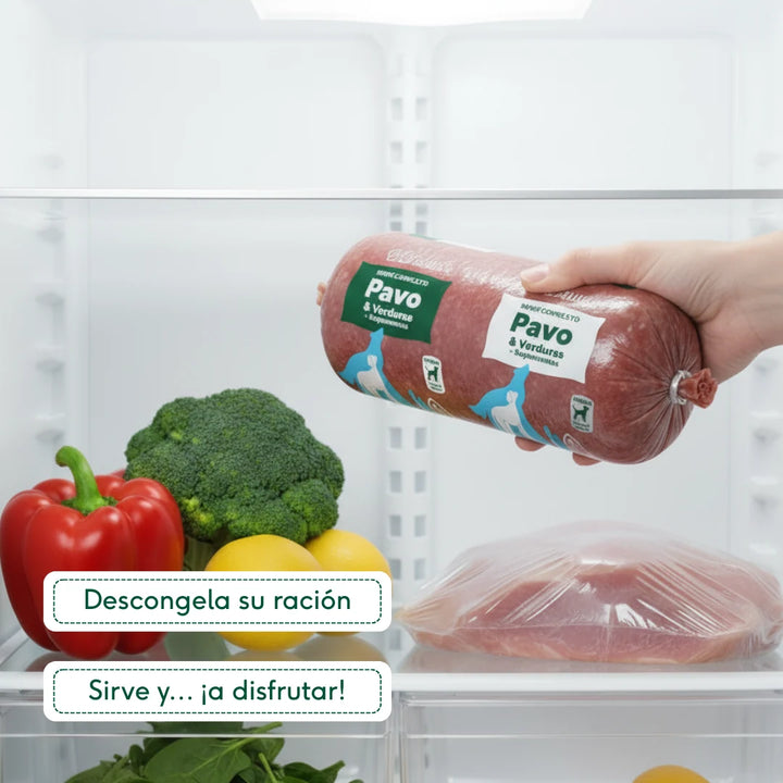 Menú BARF grande de pavo con verduras para perros
